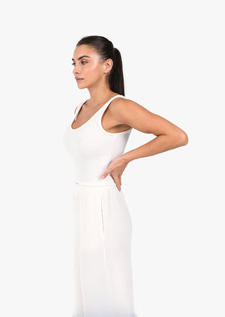 L'COUTURE Rib Knit Lounge Cropped Tank Oatmeal