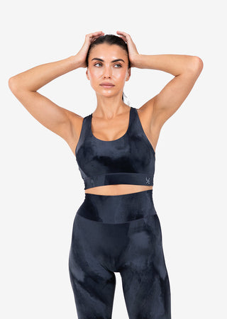 L'COUTURE Sports Bras Life Active Marble Cutout Bra Graphite Black