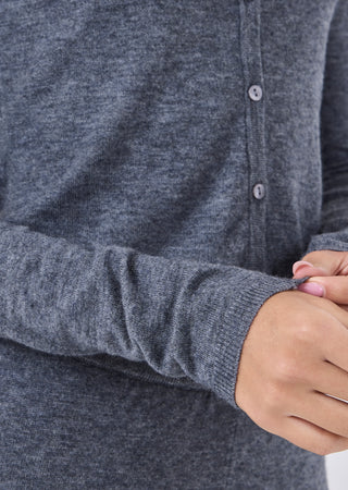 LC Blend Button Cardigan Women Merino Wool Blend Button Cardigan Grey Marl