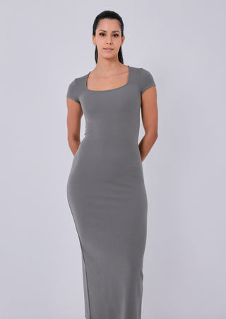 LC Dress Effortless Short Sleeve Dress Pebble Grey