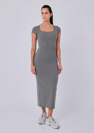 LC Dress Effortless Short Sleeve Dress Pebble Grey