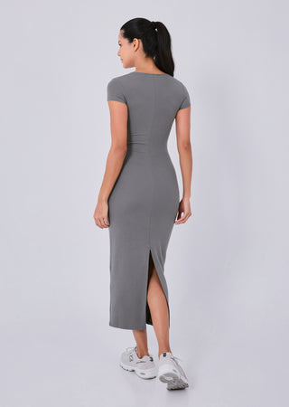 LC Dress Effortless Short Sleeve Dress Pebble Grey
