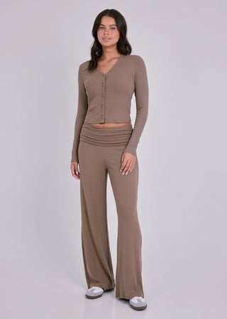 LC Fold Waist Pant Women's Airjet Rib Fold Waist Pant Walnut