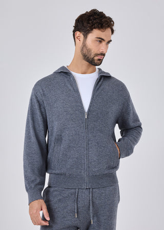 LC Hoody Mens Merino Wool Hoodie Grey Marl