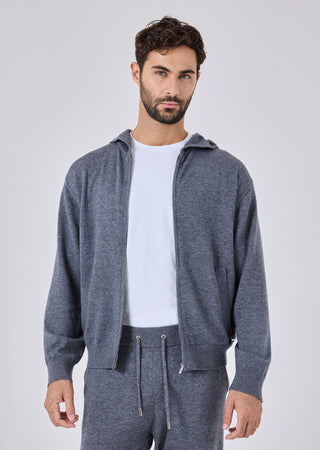 LC Hoody Mens Merino Wool Hoodie Grey Marl