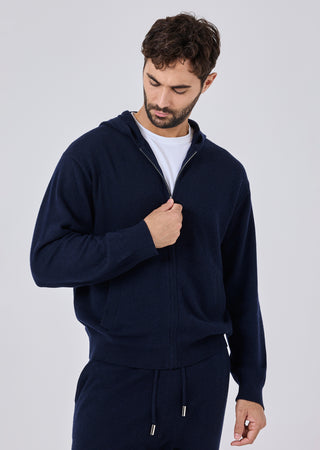 LC Hoody Mens Merino Wool Hoodie Navy