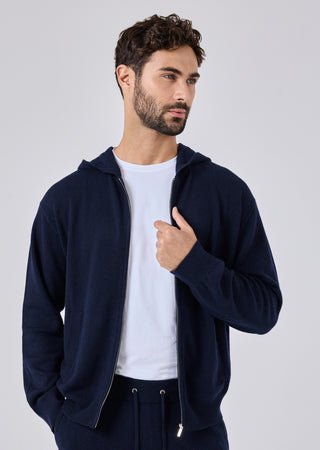 LC Hoody Mens Merino Wool Hoodie Navy