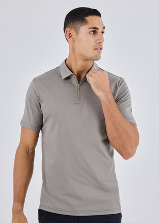 LC Jacket Mens Mercerised Half Zip Polo Pebble Grey