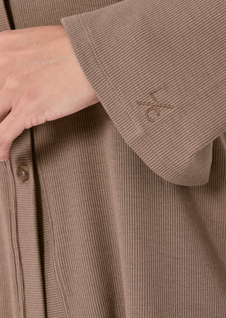 LC Long Sleeve Top Airjet Rib Longline Cardigan Walnut