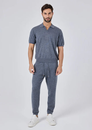 LC Men's Polo Top & Jogger Set Grey Marl