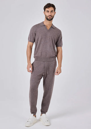 LC Men's Polo Top & Jogger Set Taupe Marl