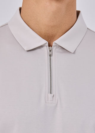 LC Mens Mercerised Half Zip Polo Stone