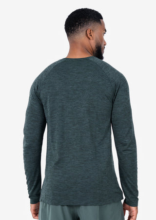 LC Mens Seamless Long Sleeve Top Khaki Green Melange