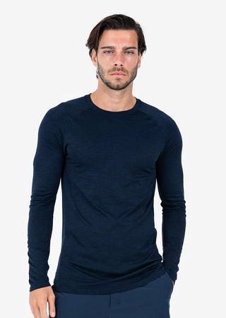 LC Mens Seamless Long Sleeve Top Navy Melange