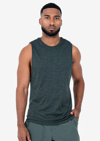 LC Mens Seamless Tank Khaki Green Melange