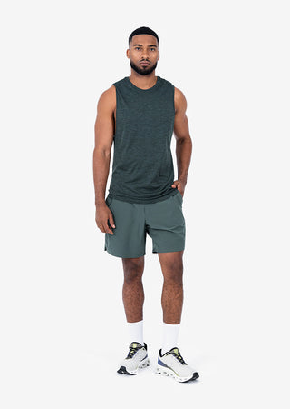 LC Mens Seamless Tank Khaki Green Melange
