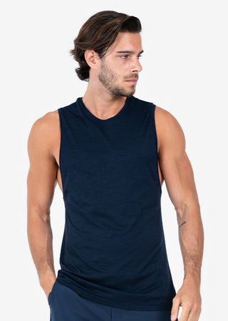 LC Mens Seamless Tank Navy Melange