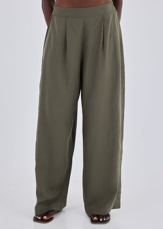LC Pant Women Linen Relaxed Pant Khaki Green