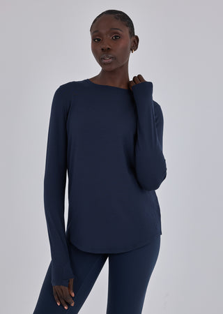 LC Relaxed Long Sleeve Women’s Aloe Relaxed Long Sleeve Top Dark Navy