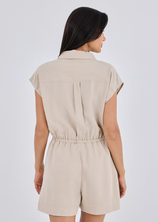 LC Romper Women Linen Romper Light Beige