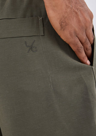 LC Short Men Linen Short Khaki Green