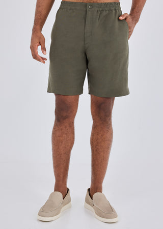 LC Short Men Linen Short Khaki Green