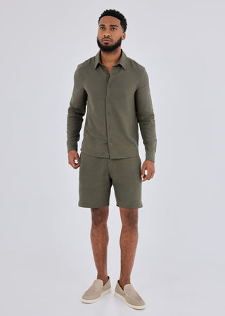 LC Short Men Linen Short Khaki Green