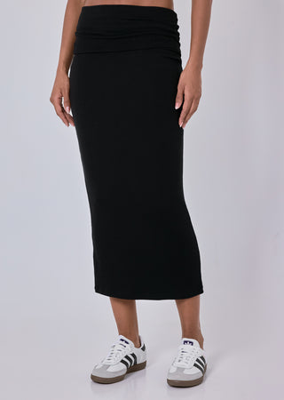 LC Skirt Airjet Rib Fold Waist Skirt Black