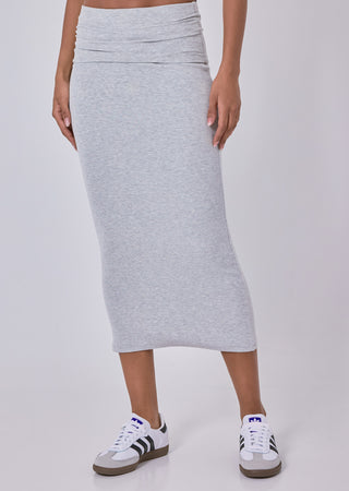 LC Skirt Airjet Rib Fold Waist Skirt Grey Marl