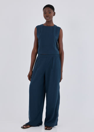 LC Tank Women Linen Relaxed Tank Dark Navy