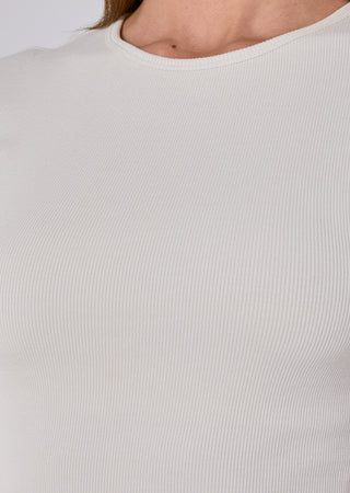 LC Tee Airjet Rib Cap Sleeve Top Bone