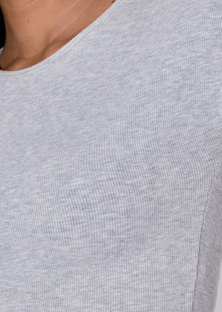 LC Tee Airjet Rib Cap Sleeve Top Grey Marl