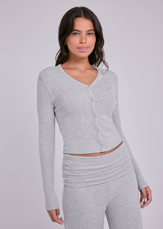 LC V- Neck Cardigan Women's Airjet Rib V- Neck Cardigan Grey Marl