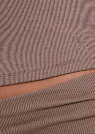 LC V- Neck Cardigan Women's Airjet Rib V- Neck Cardigan Walnut