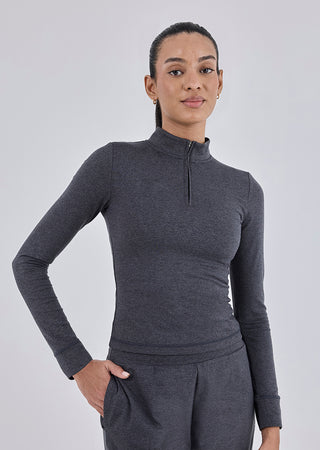 LC Womens Recovery Half Zip Charcoal Marl
