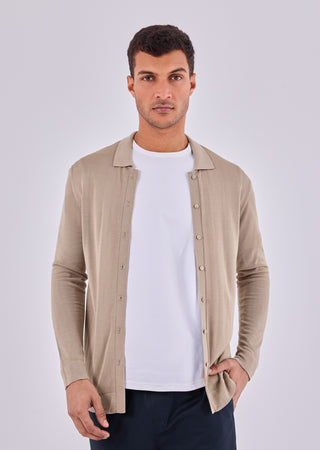 Men's Button Cardigan Beige