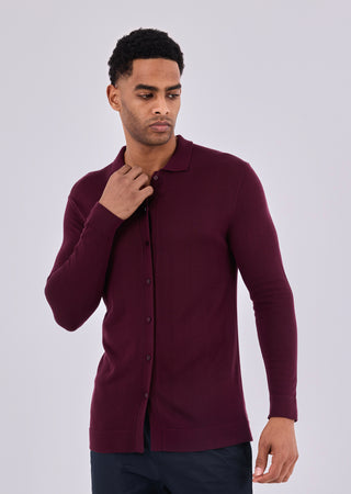 Men's Button Cardigan Purple Fig
