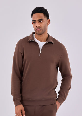 Men's Half-Zip Sweat Soft Brown - LC