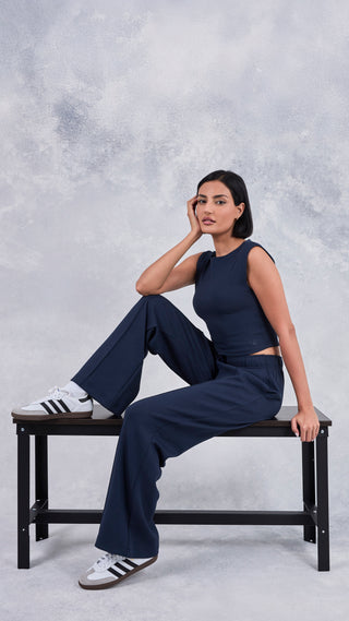 Women's Straight Leg Short Length Pants Dark Navy
