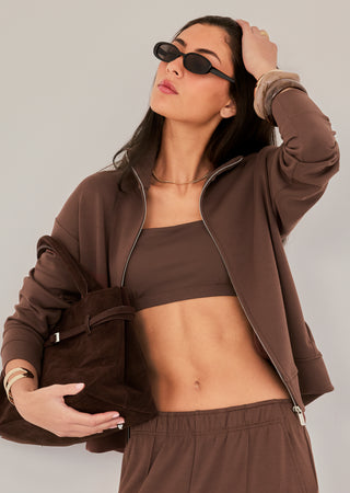 Women's Funnel Neck Jacket Soft Brown - LC