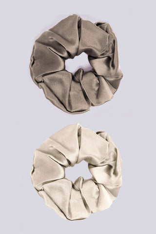 Women's Silk Scrunchie Set Vintage Khaki & Ivory