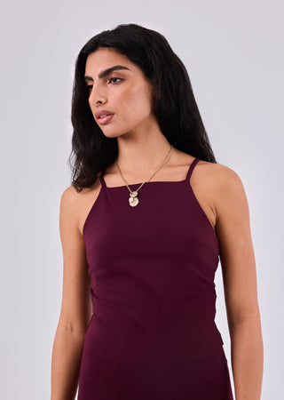 Women's Square Neck Top Purple Fig