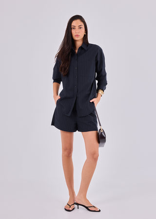 Women's Pinstripe Shirt Navy
