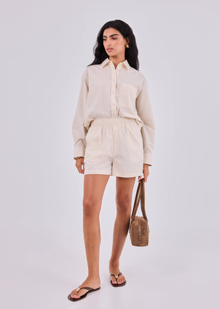 Women's Pinstripe Shorts Stone