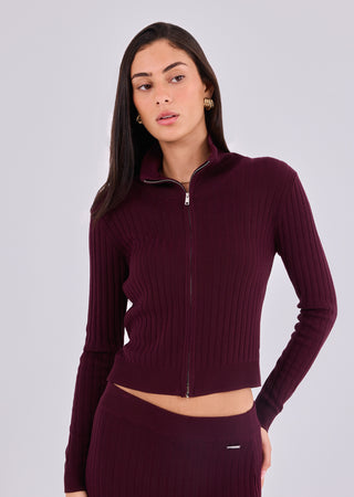 Women's Crop Cardigan Purple Fig