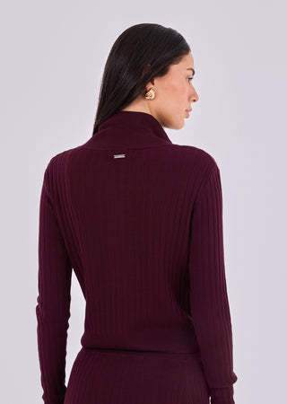 Women's Crop Cardigan Purple Fig