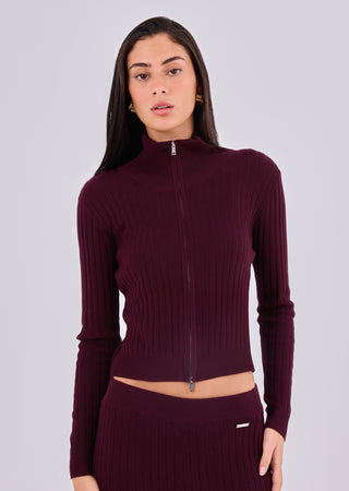 Women's Crop Cardigan Purple Fig