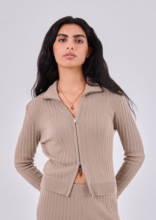 Women's Crop Cardigan Beige