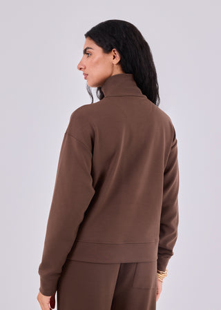 Women's Funnel Neck Jacket Soft Brown - LC