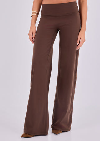 Women's Mid Rise Wide Leg Pant (Short) Soft Brown - LC